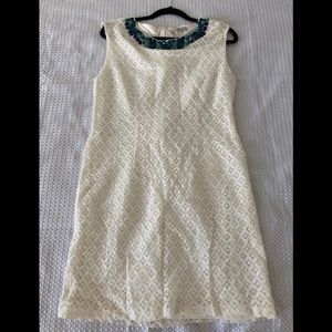 Embellished white lace dress